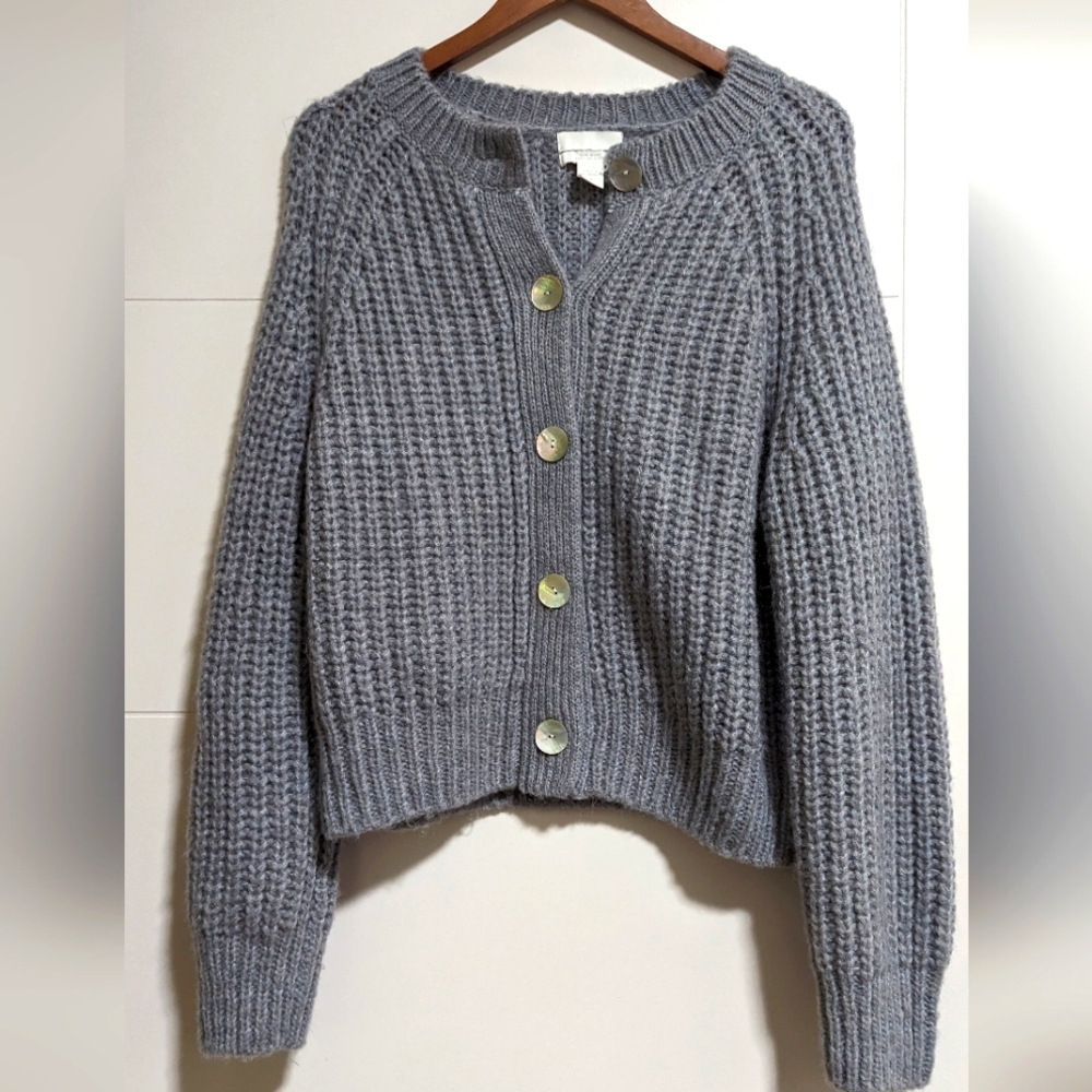 H&M blue cardigan sweater in size S
